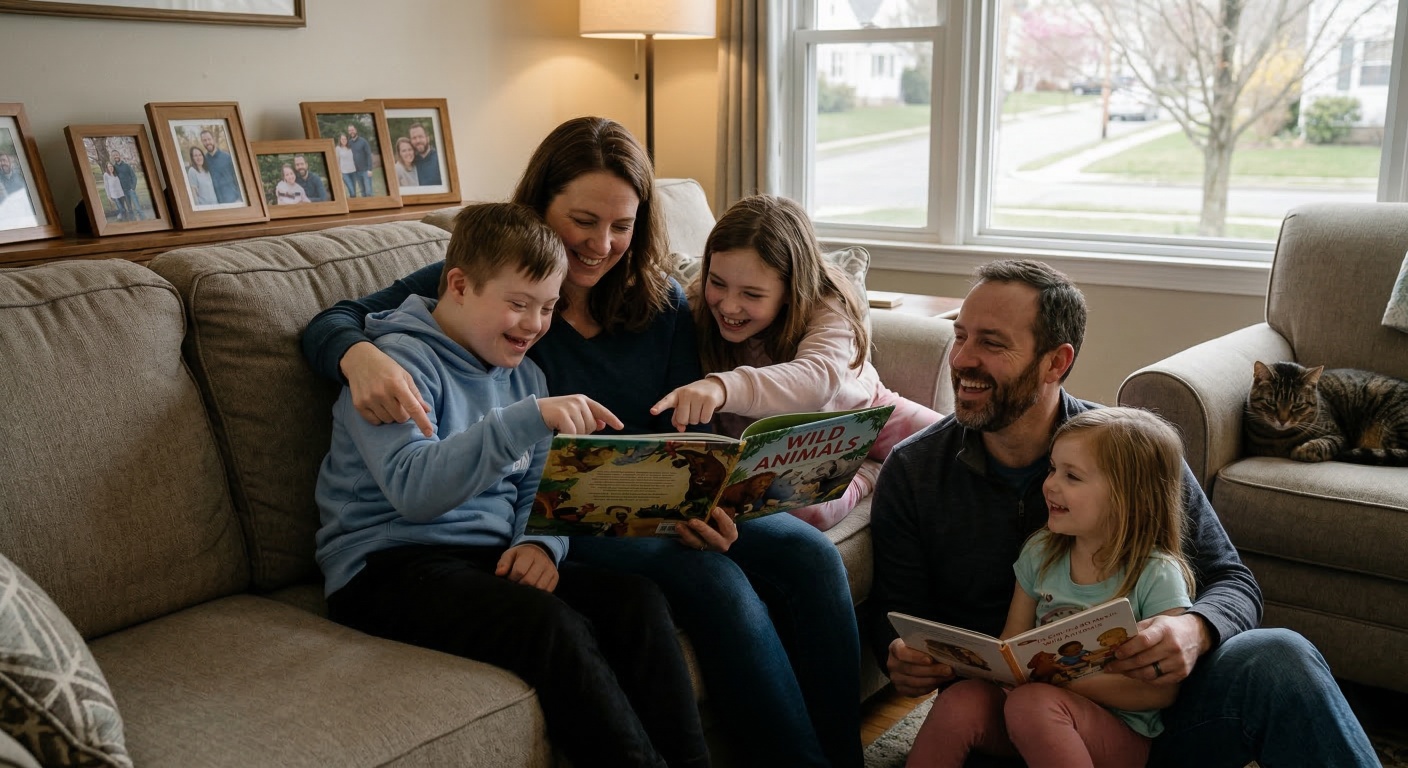 Family reading together