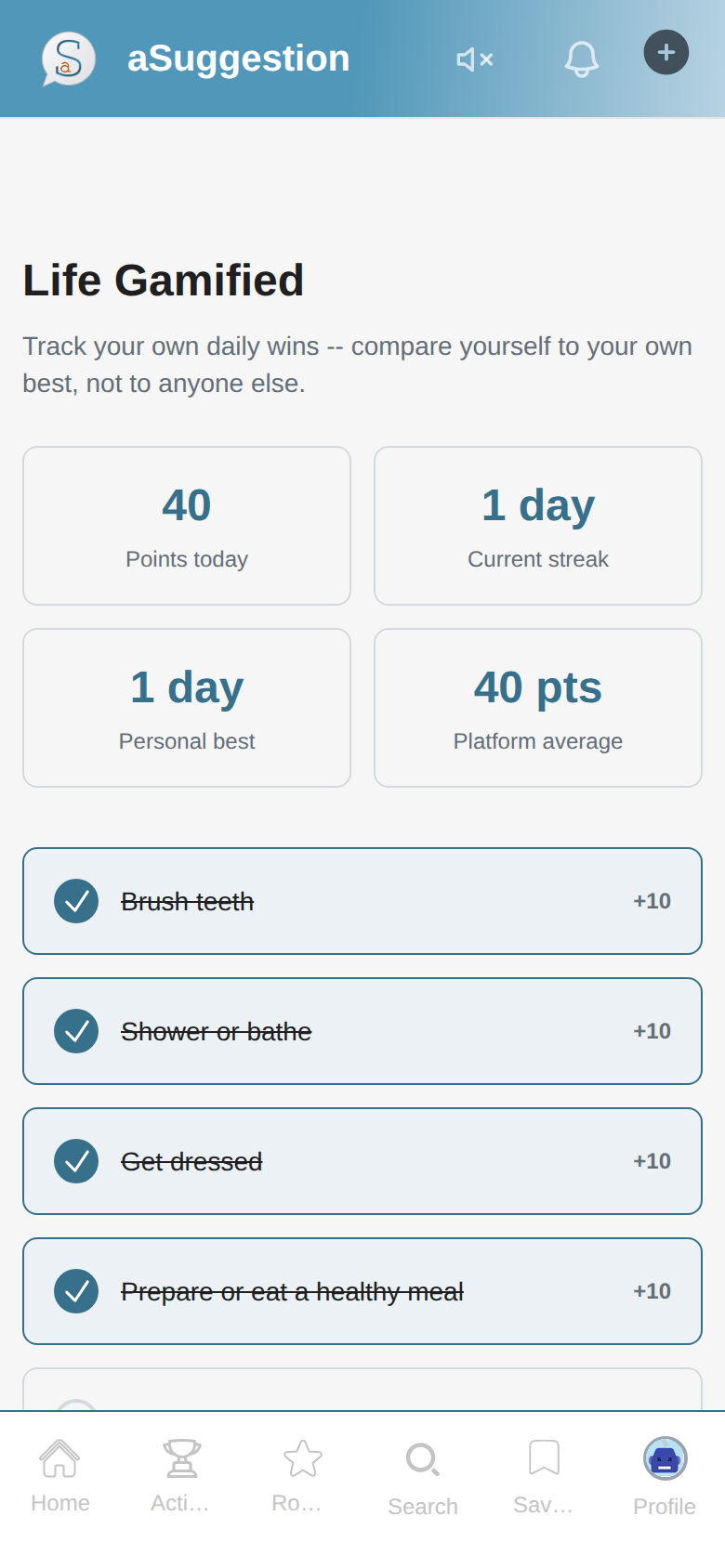 Life Gamified on mobile